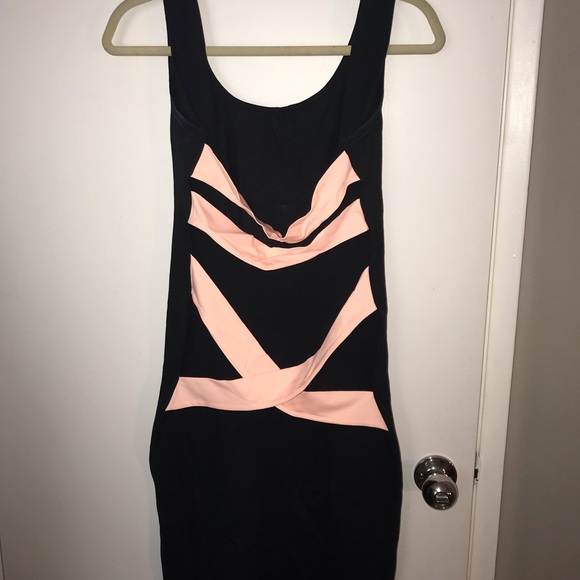 Black open back midi dress with pink detailing! - Picture 1 of 2